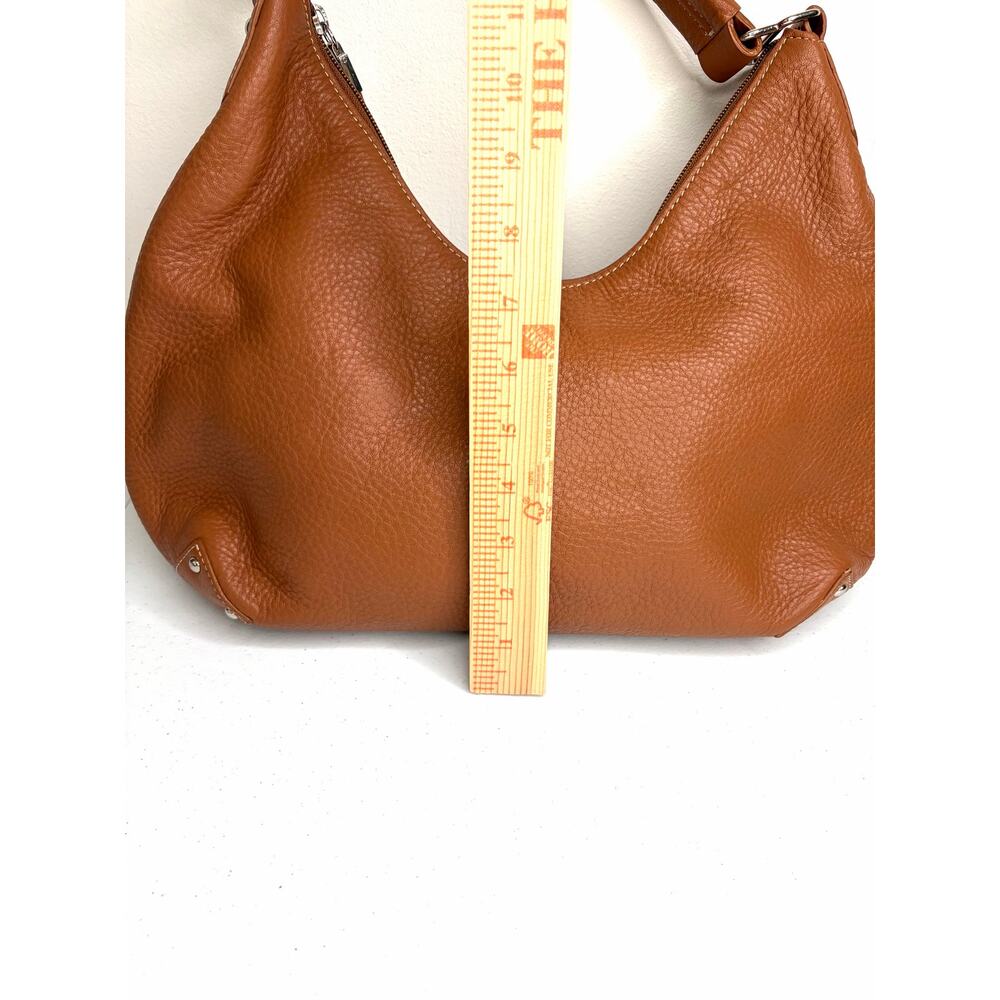 Talbots Pebbled Leather Shoulder Bag Purse Brown Preppy Chic Classic Neutral - Picture 5 of 12